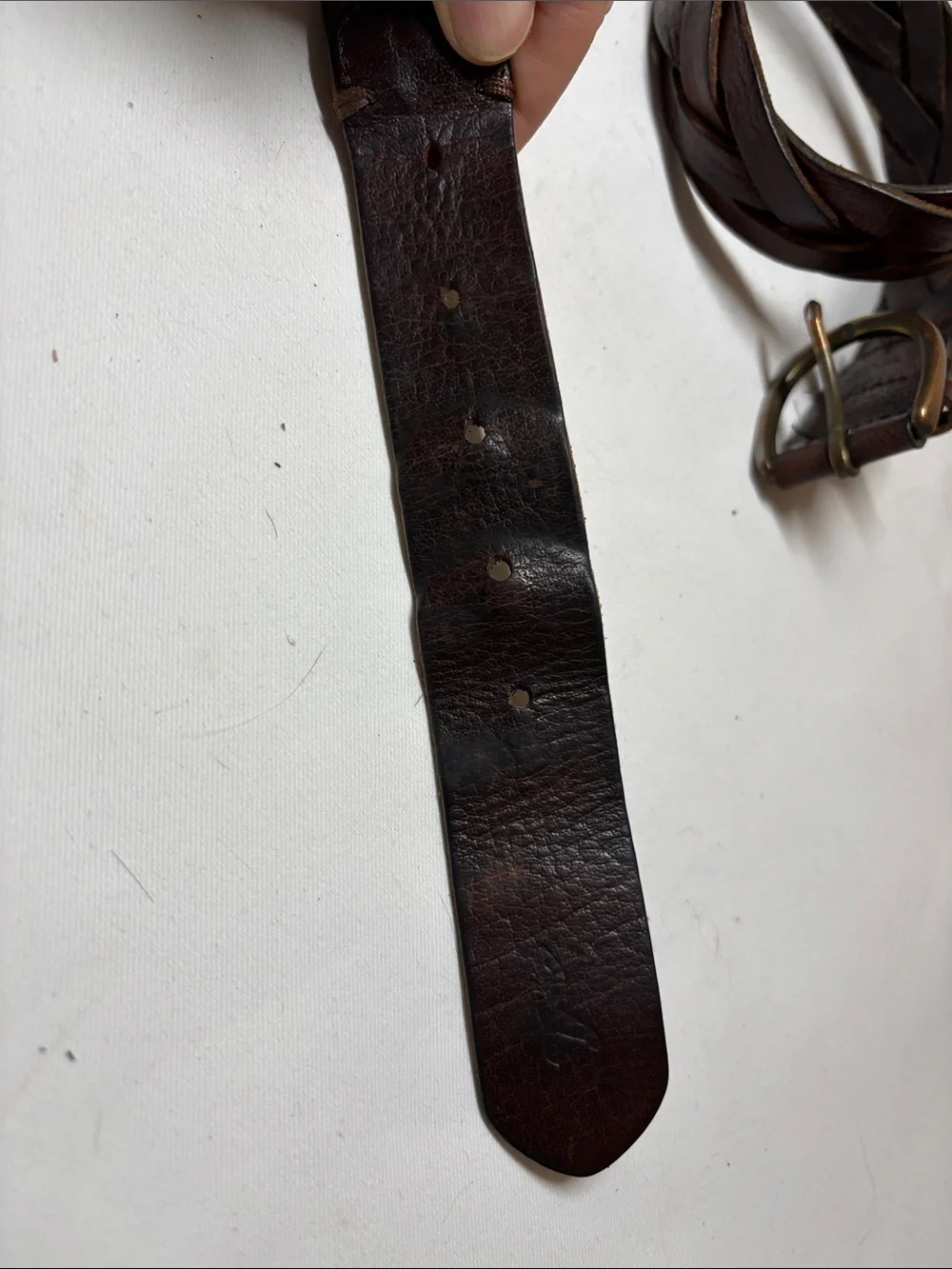 Hollister Brown Braided Leather Belt Size XS/S